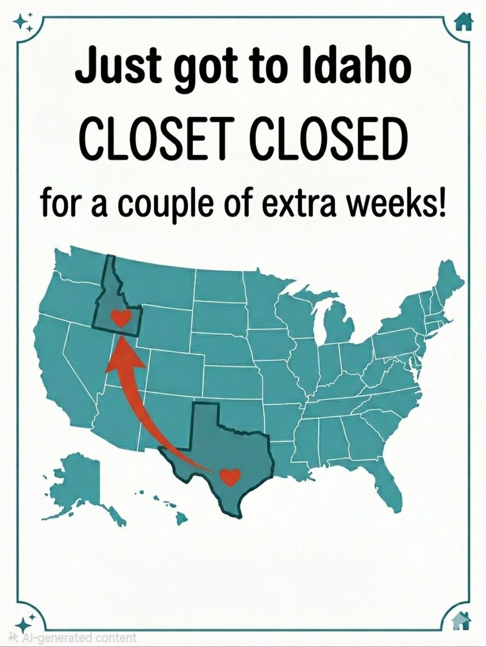 We're Moving Closet Closed For 4-6 Weeks